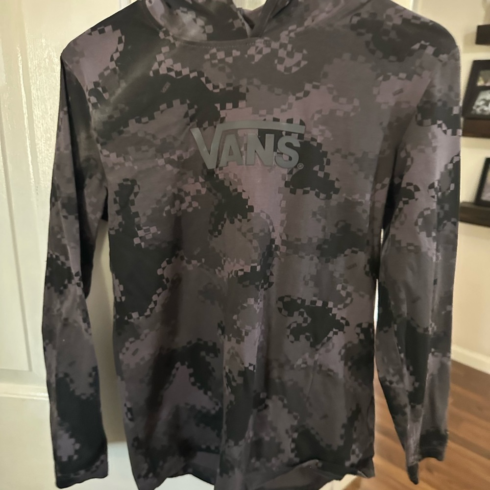 Vans Black and Gray Patterned Hoodie